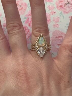 October Opal on Gold Size 7 - Bomb Party - Vow Made Visible